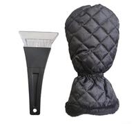 Car Ice Scraper Gloves with Wide Blade Snow Shovel, Thermal Insulation to Protect Hands During Winter Snow and Frost Removal (Black)