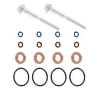 Car Injector Seal Kit for Audi VW Injector, Fuel Injector Seals Repair Replacement Kit MK7 2.2 2.4 3.2 TDCI 6C1Q-6K780-AB, with Ford Fiesta, Iron and Rubber Material, Black and Silver