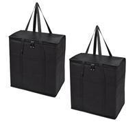 Car Insulated Food Bag 24L/Cooler Box for Catering Delivery/Premium Zippered Grocery Bag - Reusable Bottom Reinforced Durable, Keep Food Hot or Cold/Shopping, Camping, Family Picnic 2PCS