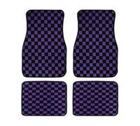 Car Interior Accessories 4 Piece Racing Checkered Floor Mats with Non Slip Backing for Cars Trucks and SUVs Protective Automotive Set 4PCS (Dark Purple, 33 * 44+44 * 68cm)