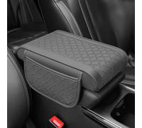 Car Interior Armrest Mat Built from PU Leather with Side Storage Pockets for Sedans SUVs Scratch and Wear Protection (Gray)