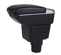 Car Interior Armrests Centre Console Storage Box Armrest Accessories for Ford Ecosport 2018-2020, Central Control Dual-Layer Black Leather Arm Rest, with USB Cup Holder Ashtray