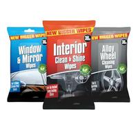 Car Interior Cleaning Wipes Set Biodegradable, Interior, Glass, Alloy Wheel Wipe | Car Wipes Dashboard Cleaner 3x30 90 Set