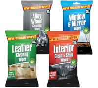 Car Interior Cleaning Wipes Set Biodegradable, Interior, Glass, Leather, Alloy Wheel Wipe | Car Wipes Dashboard Cleaner 4x30 120 Set