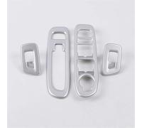 Car interior Compatible With Jeep For Compass 2017 2018 2019 2020 Carbon Fiber Texture Interior Accessories Window Lift Switch Button Cover Trims Door Armrest Panel(Silver)