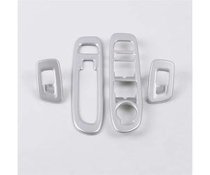 Car interior Compatible With Jeep For Compass 2017 2018 2019 2020 Carbon Fiber Texture Interior Accessories Window Lift Switch Button Cover Trims Door Armrest Panel(Silver)