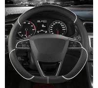 Car interior D Shape Car Non-slip Fiber Leather Steering Wheel Cover Soft And Breathable For Leon For Arosa For Exeo ST FR(Bianco)