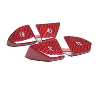 Car Interior Decoration For Chevrolet For Corvette C7 2014-2019 / Real Carbon Fibre Car Steering Wheel Volume Button Cover Trim Stickers(Red Carbon Fiber)