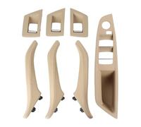 Car Interior Door Handle for B&MW 5 Series F10 F11 2010-2017 Left Right Side Driver Cars Interior Leather Door Handles 7PCS Full Set 51417225866(RHD Beige)