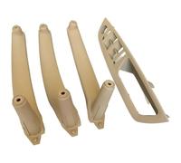 Car Interior Door Handle for B&MW X5 X6 E70 E71 E72 2007-2013 RHD Right Hand Driver Interior Door Armrest Leather Pull Handle Full Set(RHD Beige 4pcs)