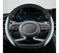 Car interior Ice Silk +Leather D Shape Car Steering Wheel Cover For Creta II 2021 2022 Auto Accessories(Blu)