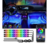 Car Interior LED Lights, APP Control USB Port Car LED Strip Light, 4Pcs 48 LEDs Car Atmosphere Lights, Music Sync RGB LED Car Stuff Lighting Kits, Colored Dashboard Neon Ambient Lights Kit
