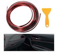 Car Interior Moulding Trim Strips,5M 16.4ft Auto Decorative Line Strip for Women Men,Dashboard Electroplating Decoration Filler Insert Strips,DIY Flexible Strip with Installing Tool (Red)