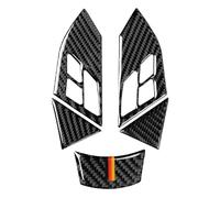 Car Interior Mouldings 5 Pcs Car Look Steering Wheel Cover Trim Sticker Accessories For BMW E60 E61 5 Series 2003-2010 Interior Decoration(Carbon Tricolor)