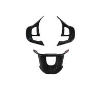 Car Interior Mouldings Carbon Fiber Gloss Trim Wrap Cover Logo Emblem Decal Steering Wheel Sticker For Peugeot 208 T9 2008 Car Interior Accessories Car Interior Moulding Trim(Black)