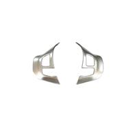 Car Interior Mouldings Carbon Fiber Look Car Steering Wheel Panel Gloss Trim Emblem Decal Cover For Peugeot 2008 208 T9 2014 2015 2016 2017 2018 Accessories Interior Decoration(Matte silver 2pcs)