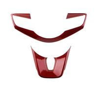 Car Interior Mouldings for Kia for Forte K3 2019 2020 2021 ABS Car Steering Wheel Buttons Panel Protection Cover Trim Sticker(2Pcs red)