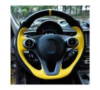 Car Interior Mouldings For Smart 453 For Fortwo For Forfour Non-slip Hand-sewn Car Steering Wheel Cover Interior(Black yellow)