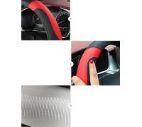 Car interior O Shape Car Non-slip Fiber Leather Steering Wheel Cover Soft And Breathable For Golf 4 5 6 For For Touran B5(Wine red)