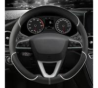 Car interior O Shape Car Non-slip Fiber Leather Steering Wheel Cover Soft And Breathable For Leon For Arosa For Exeo ST FR(Bianco)