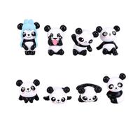 Car Interior Panda Doll Decoration - 8pcs Cute Panda Ornament Panda Toy with 20 Traceless Glue for Party, Computer Desk, Children's Room, Offices