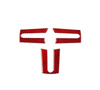 Car Interior Panel Trim For Mustang 2009 2008 2007 2006 2005 3Piece/Set Black Carbon Fiber Car Interior Steering Wheel Cover Trim Frame Car Interior Cover(Red)