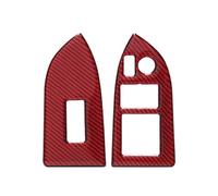 Car Interior Parts 2Pcs Carbon Fiber Car Interior Window Switch Button Cover Trim Sticker For Subaru For BRZ RHD Interior Decoration(Red)
