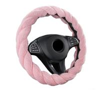 Car Interior Plush Steering Wheel Cover Fitting 37 cm and 38 cm Diameter Wheels for BMW and Similar Standard Vehicle Models (Pink)