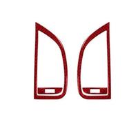 Car Interior Real Carbon Fiber For Q7 2007-2015 Car Dashboard Side Air Vent Outlet Panel Frame Sticker Interior Accessories(Carbon red)