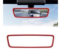 Car Interior Rearview Mirror Cover,Silicone Edge Protective Trim Cover for Women,Cute Rear View Mirror Protector Frame,Lovely Car Accessories,Stylish Automotive Accessories for Car Interior (Red)