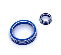 Car Interior Trim Cover For A3 V8 S3 2014 2015 2016 2017 2018 2019 2pcs Car Center Console Media Function Volume Knob Decoration Interior Trim(Blue)