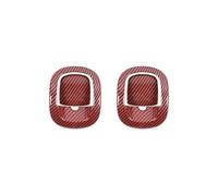 Car Interior Trim For Dodge For Challenger 2012 Up Interior Car Backrest Seat Adjustment Handle Button Covers ABS Trim Ornament Car Interior Decoration(Red carbon fiber)