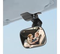 Car Interior Universal Wide Angle Convex Rearview Mirror for Baby, 360° Adjustable Clip On View for Infant Toddler Child Backseat (Black)