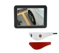 Car Internal Dual Lens 5 Inch Side View DVR Mirror Digital Display Monitor Blind Spot Camera With CH1/CH2 Button Switch Car Rear Camera(Left Side White)