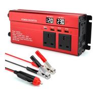 Car Inverter, 1000W Car Power Inverter, 12V/24V to 230V AC Car Converter with 3 Sockets 3 USB,1 Type-C, Dual LED Display, 8 Layer Protection, Ultra Quiet Cooling for RV Truck Camping Travel (Red)