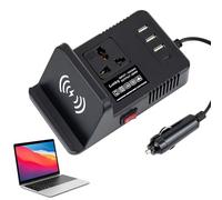 Car Inverter 200W - Portable Automotive Voltage Converter with 3 Fast Charge USB Ports and 12V DC to 230V AC Adapter | Powerful Car Charger for Phones, Tablets, Laptops, Dashcams and Travel Acc