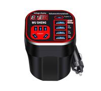 Car Inverter - 220V Charging Outlet, DC to AC Adapter, Protection System, High Conversion Feature, Travel Electronics, Red Aluminum for Laptop SUV Computer Tractor Trailer