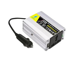Car Inverter - 400W 12V DC to 220V AC Converter | CM-400L Silver ABS Model, Modified Sine Output, Battery Clip & Plug Options, Compact 8.5x6.5x3.8cm Design