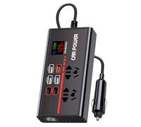 Car Inverter Adapter, Portable Power Converter, USB Fast Charger, 200W Charging Device for Converting 12V 24V DC to 110V 220V AC in Auto Travel Home Use, Black