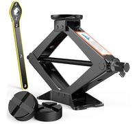 Car Jack with Universal Rubber Jack Pad, Prevent Scratches on the Car, Scissor Jack for 3 Ton (6614 lbs), Premium Alloy Steel, Portable Tire Changing tool with Lug Wrench,Emergency Kit for SUV MPV