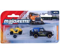 Car Jeep Wrangler + Quad Trailer Model Toy Diecast 1:64 Scale Majorette