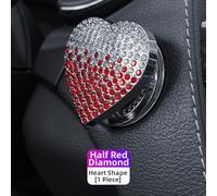 Car Joystick Starter Cover, Self Adhesive Auto Interior Accessories, Heart Shaped Crystal Creative Start Button Cover(Gradient Pink)