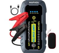 Car Jump Starter Power Pack - MAPASU 3000A 12V Battery Booster with Jump Leads, USB Charger & LED Light - Compact Portable Power Bank for Flat Battery (Up to 6.0L Petrol or 4.0L Diesel)