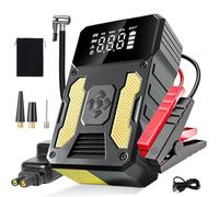 Car Jump Starter Power Pack with Air Compressor 6000A Portable Battery Charger Booster Jump Box Jumper Power Pack Emergency Start Power Bank with LED Flashlight & LED Display(Yellow)