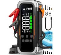 Car Jump Starter Power Pack with Air Compressor/Blower,Portable Battery Booster Pack,UTRAI 150PSI Tyre Inflator,30W Fast Charging Power Bank,800 Lumens LED Emergency Light for 12V Petrol /10L Diesel