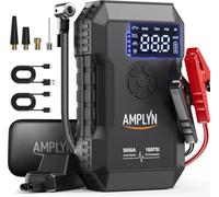 Car Jump Starter with Air Compressor 160PSI,5000A 60W Portable Jump Starter Power Pack (All Gas/10L Diesel),12V Starter Jump Box with Jumper Cables,Type C Fast Charging,3 Mode Light