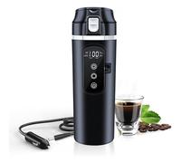 Car Kettle 12V/24V Kettle for Car, 500ml Travel Kettle Car with Cigarette Lighte and LCD Display Adjustable Temperature, Automatic switch off, 500ml Electric Heating Cup for Cars and Trucks (Black)