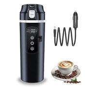 Car Kettle 12V/24V Kettle for Car, Travel Kettle Car with Cigarette Lighte and LCD Display Adjustable Temperature, Automatic switch off, 500ml Electric Heating Cup for Cars and Trucks (Black)