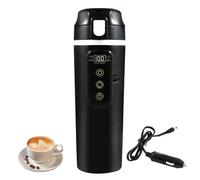 Car Kettle 12V/24V Portable Travel Truck 500ML Electric Kettle with LCD Display, 100W Quick Heating Temperature Control Stainless Steel Car Electric Kettle for Hot Water, Coffee, Travel Use