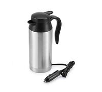 Car Kettle 12V, Stainless Steel Electric Kettle for Car with Sealed Rubber Band, 650ml Travel Kettles Portable Coffee Cup Warmer Hot Water Maker (Silver)